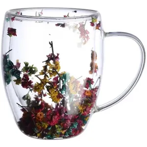 لیوان مدل دو جداره طرح گل خشک کد L1
