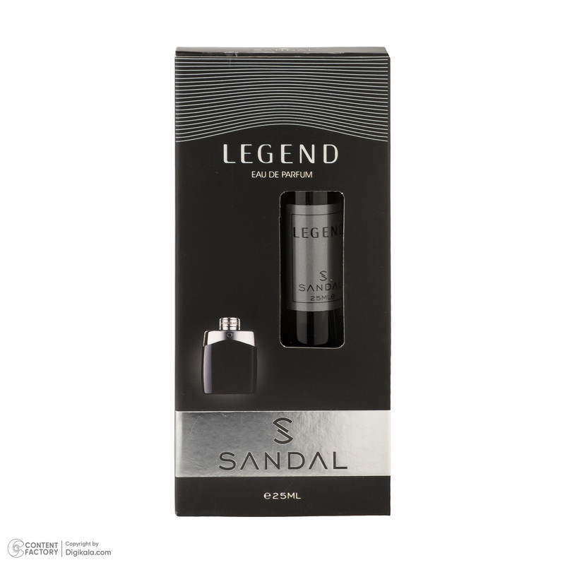 عطر جیبی مردانه صندل مدل LEGEND با رایحه شیرین، خنک حجم 25 میلی‌لیتر