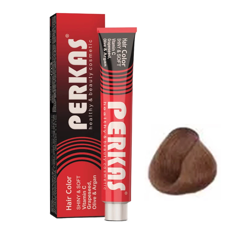 رنگ مو پرکاس شماره 6.08 حجم 100 میلی‌لیتر رنگ بلوند کاراملی تیره