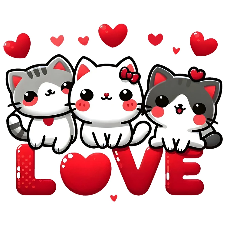استیکر پارچه و لباس پاد آفرین مدل عشق گربه ها کد DKST782