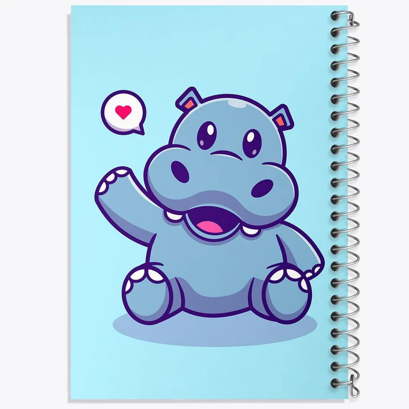 دفتر شطرنجی 50 برگ خندالو طرح حیوانات بامزه اسب آبی کد 29668