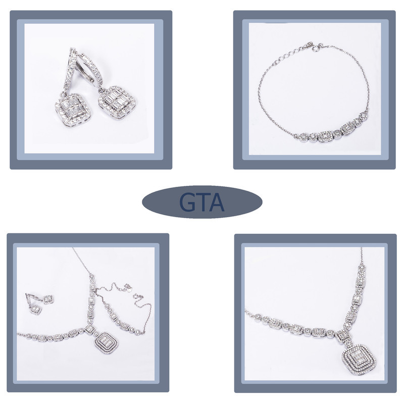 نیم ست نقره زنانه جی تی ای مدل امرالدکات