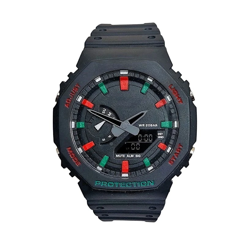 ساعت مچی عقربه‌ای کوارتز مدل دو زمانه کرنومتر دار کد GA-RB