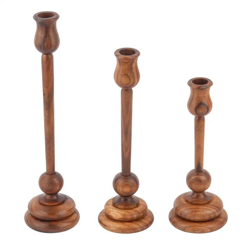 جاشمعی چوبی مدل لاله کد 100 مجموعه 3 عددی