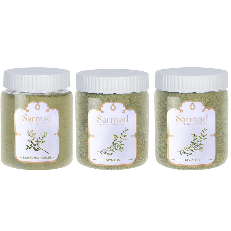 پودر تقویت کننده مو سرمد مدل حنا سدر مورد وزن 850 گرم مجموعه 3 عددی