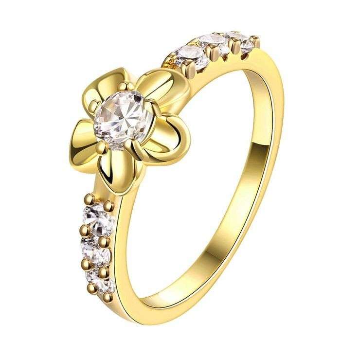 انگشتر طلا 18 عیار زنانه قیراط طرح گل کد GH6190