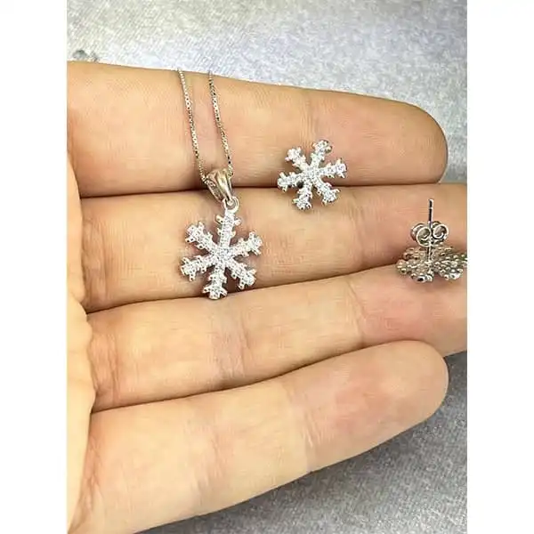 نیم ست نقره زنانه مدل دونه برف کد 69190