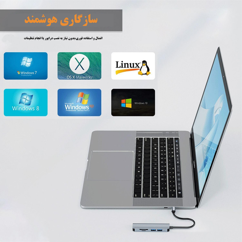 هاب و کارت خوان 5 پورت USB 3.0 آیریور مدل  HU-2 DUAL