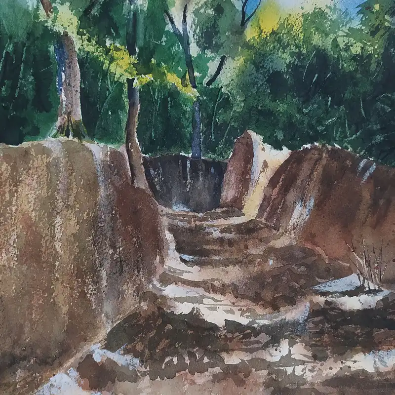 نقاشی آبرنگ طرح کوچه باغ کد 94