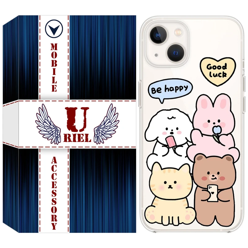 کاور  یوریل مدل Clear کد 14 طرح خوشحال مناسب برای گوشی موبایل اپل iPhone 13 mini