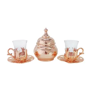 سرویس چای خوری مسی 3 پارچه مدل تئمو کد HS71