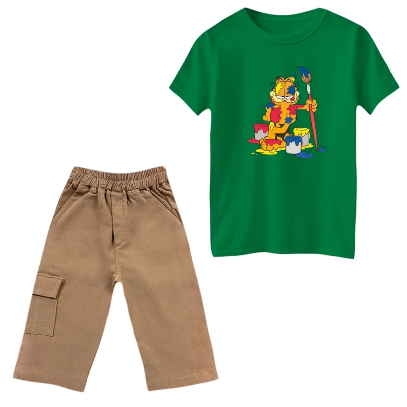 ست تی‌شرت و شلوارک پسرانه مدل گارفیلد و