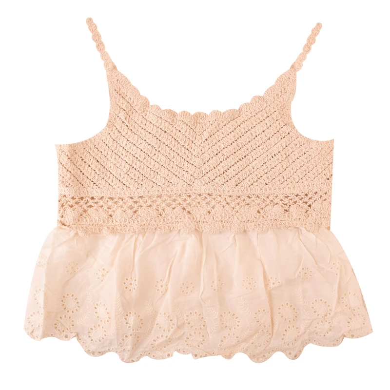 تاپ بافتنی زنانه مدل خامه دوزی کد knp-khgol-014