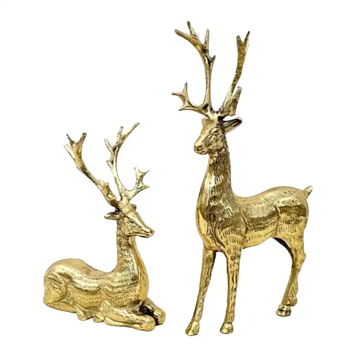 مجسمه برنجی مدل گوزن کد H-1163 مجموعه 2 عددی