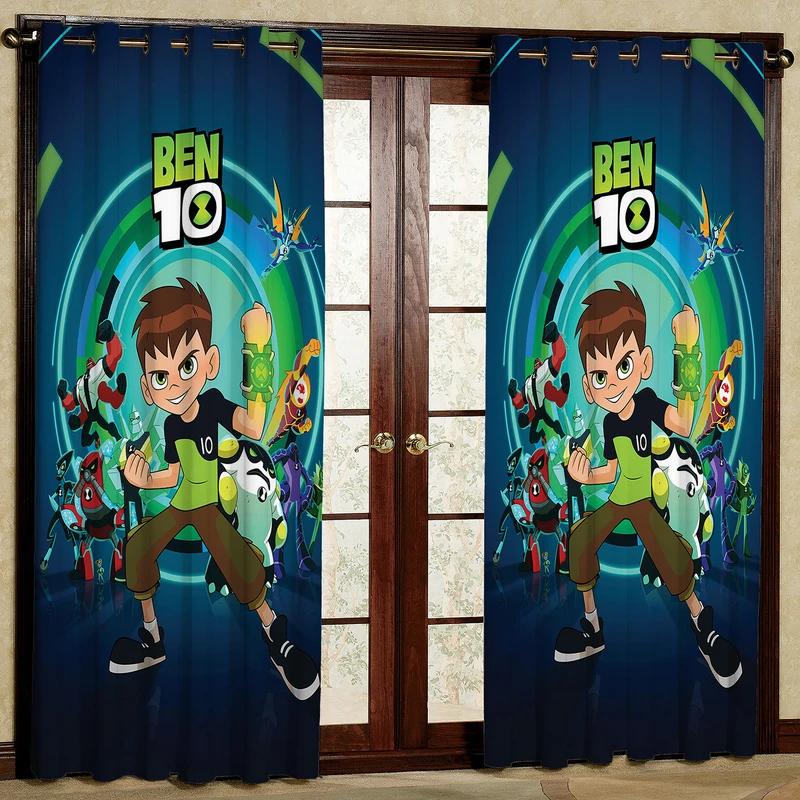 پرده مدل Ben 10 مخمل پانچی کد 2649 سایز 200x140 سانتی متر