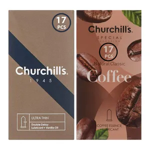کاندوم چرچیلز مدل coffee بسته 17 عددی به همراه کاندوم چرچیلز مدل ulttrathin