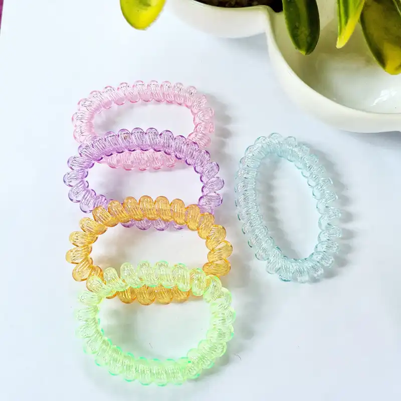 کش مو زنانه مدل سیم تلفنی شفاف کد brg 4004 بسته دو عددی