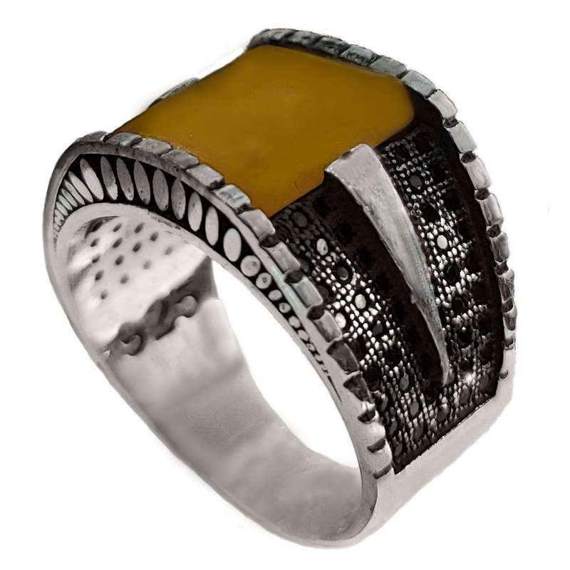 انگشتر نقره مردانه مدل عقیق MS9037