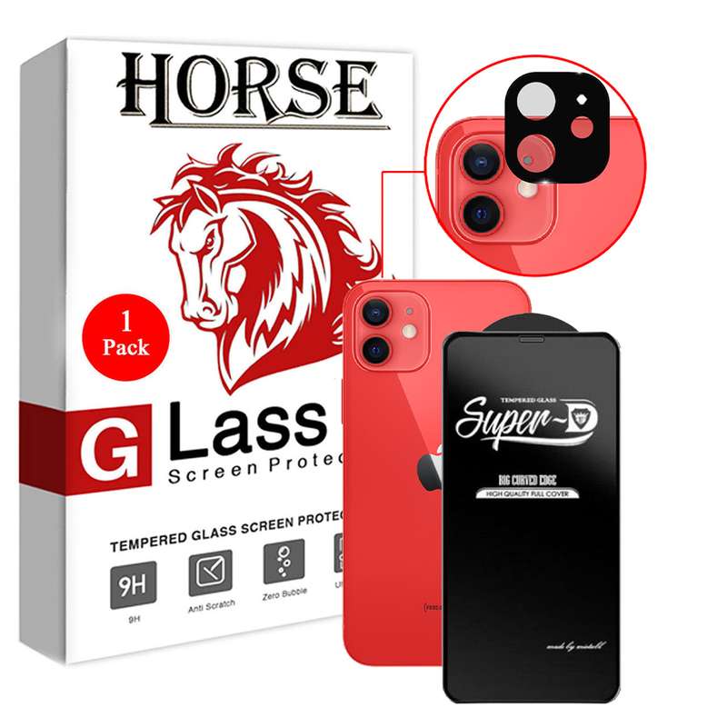 محافظ لنز دوربین هورس مدل 2SFA مناسب برای گوشی موبایل اپل iPhone 12 به همراه محافظ صفحه نمایش