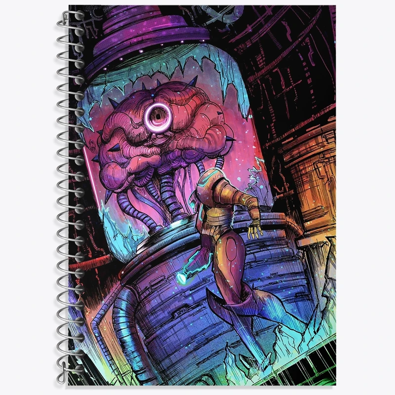 دفتر زبان 50 برگ خندالو مدل سه خط طرح بازی متروید (Metroid) کد 35653