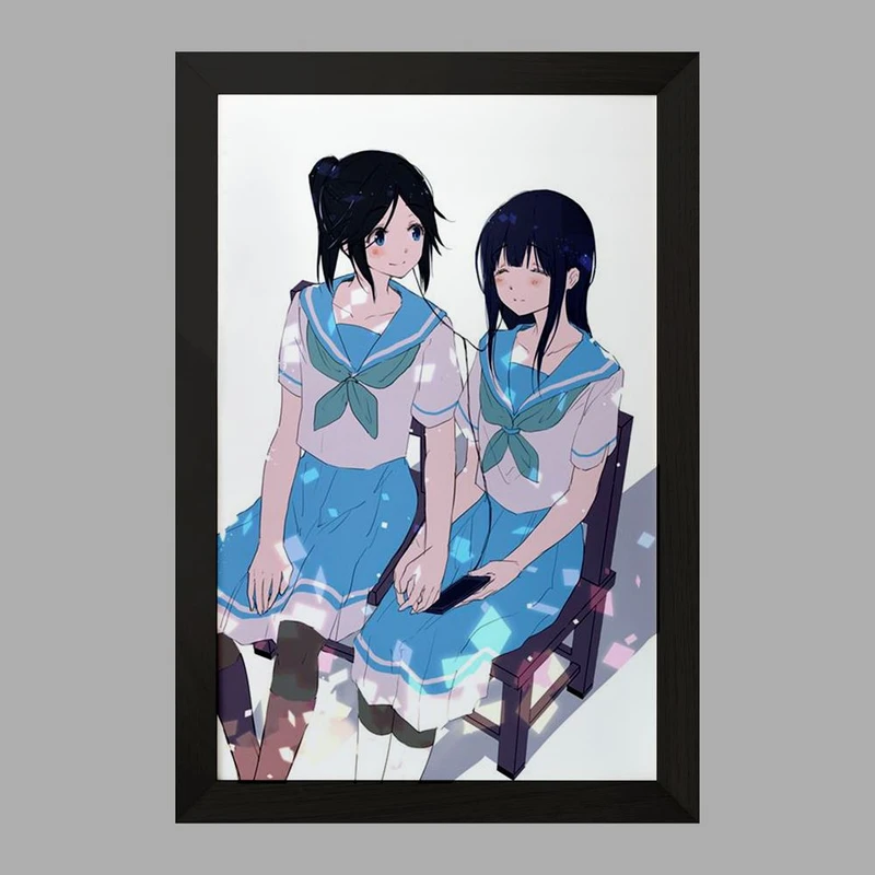 تابلو خندالو مدل کاساکی و میزور انیمه لیز و پرنده آبی کد 23826