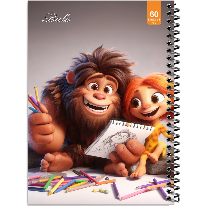 دفتر نقاشی 60 برگ انتشارات بله طرح فانتزی پسرانه بچه های نخستین کد A4-O18