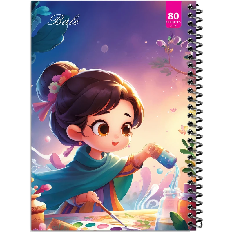 دفتر نقاشی 80 برگ بله مدل رحلی طرح فانتزی دخترانه کد A4-M522