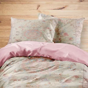 سرویس روتختی مدوپد طرح فرش قم لچک و ترنج گلدانی مدل C-Ghom082 یک نفره 4 تکه