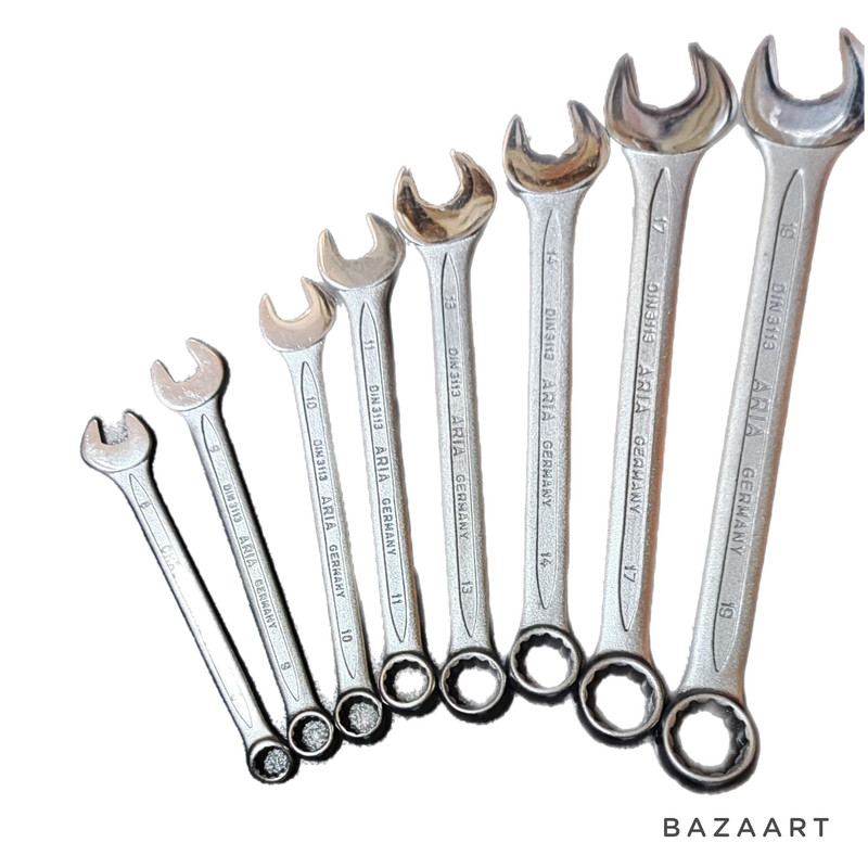 آچار یکسر تخت و یکسر رینگی اریا مدل DIN3113_8 مجموعه 8 عددی