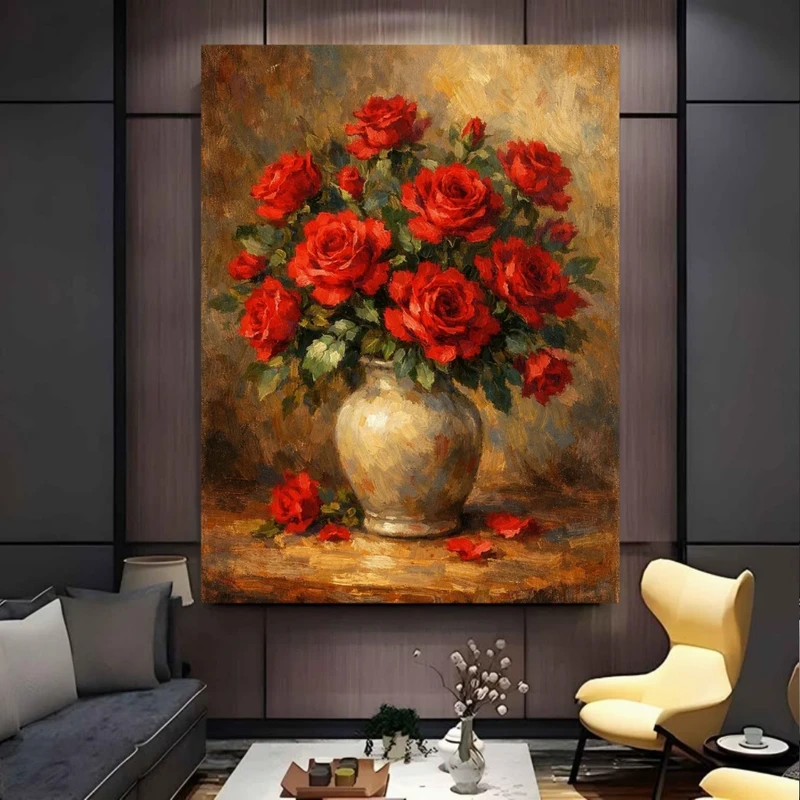 پوستر طرح  دسته گل رز مدل نقاشی هنری کد BK57889