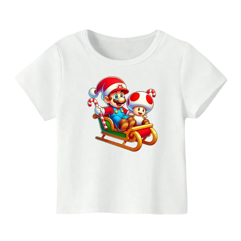 تی شرت آستین کوتاه بچگانه مدل ماریو کریسمس