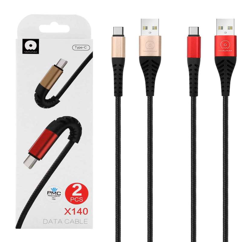 کابل تبدیل USB به USB-C دبلیو یو دبلیو مدل X140 طول 1 متر بسته 2 عددی