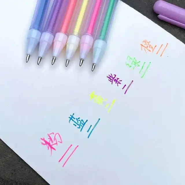 خودکار مدل فلورسنت طرح نئونی و پاستلی بسته 6 عددی