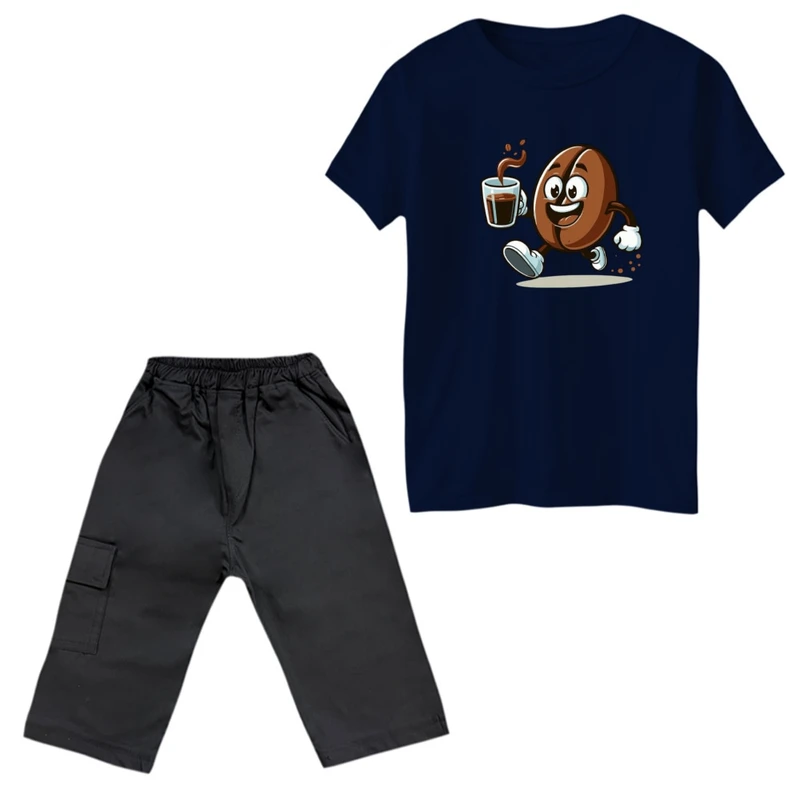 ست تی‌شرت و شلوارک پسرانه مدل دونه قهوه