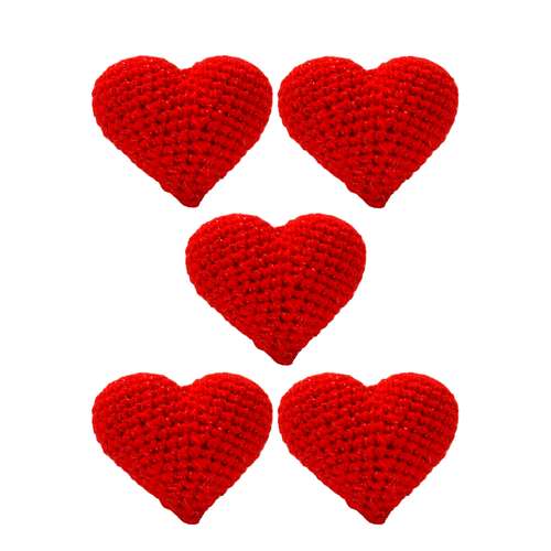  عروسک بافتنی طرح قلب مدل لمه دار کد 003 بسته 5عددی