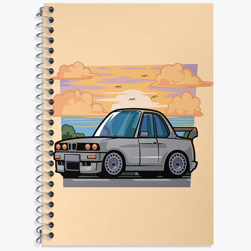 دفتر زبان 50 برگ خندالو مدل دو خط طرح ماشین کد N1234