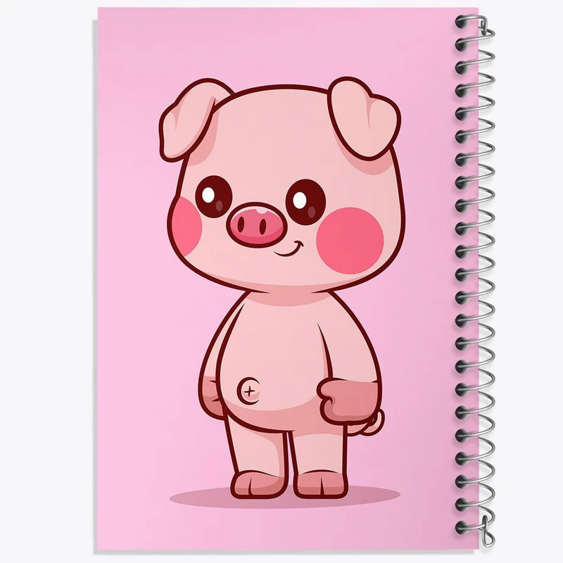 دفتر شطرنجی 50 برگ خندالو طرح حیوانات بامزه خوک کد 29703