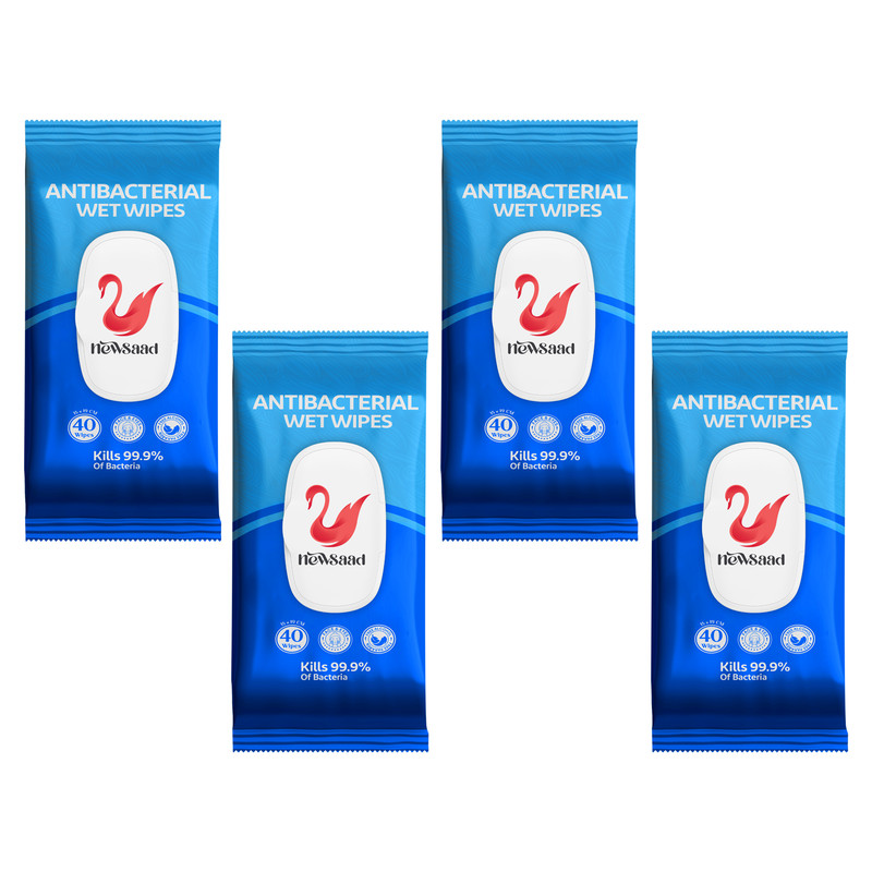دستمال مرطوب نیوساد مدل AntiBacteria 04 چهار بسته 40 عددی