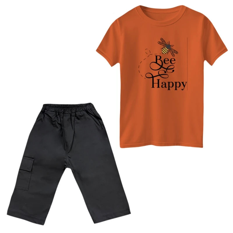 ست تی‌شرت و شلوارک پسرانه مدل bee happy