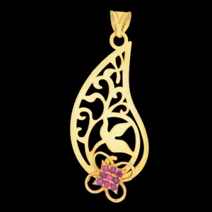 آویز گردنبند طلا 18 عیار زنانه طلای مستجابی مدل ترمه کد 1