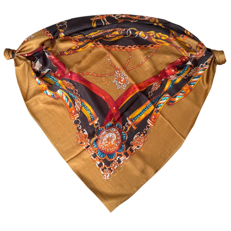 روسری زنانه مدل حریر ابریشم زنجیره ای کد 02