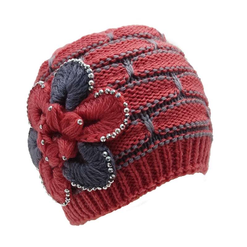 کلاه بافتنی زنانه مدل flower knit