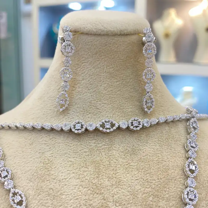 نیم ست نقره زنانه مدل دستساز طرح جواهر کد 438