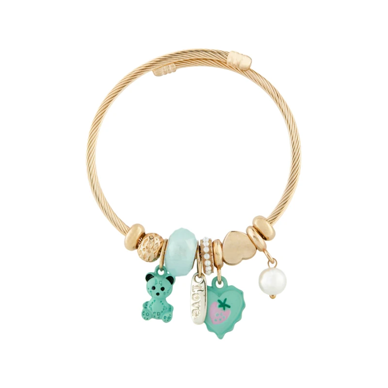 دستبند النگویی زنانه مدل پاندورا طرح توت فرنگی کد 2123