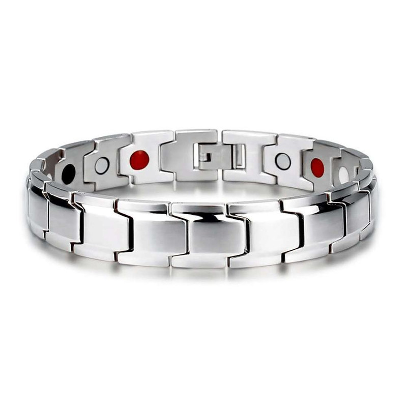 دستبند مغناطیسی مردانه مدل silver کد e7 دستبند مغناطیسی مردانه مدل silver کد e7