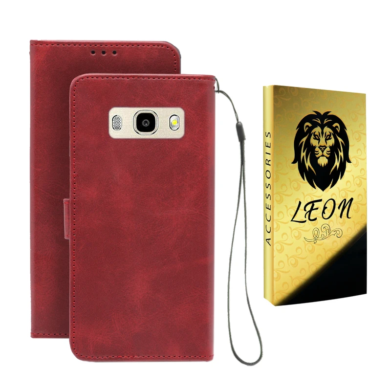 کیف کلاسوری لئون مدل Scusa Oro مناسب برای گوشی موبایل سامسونگ Galaxy J710 / J7 2016 به همراه بند آویز 