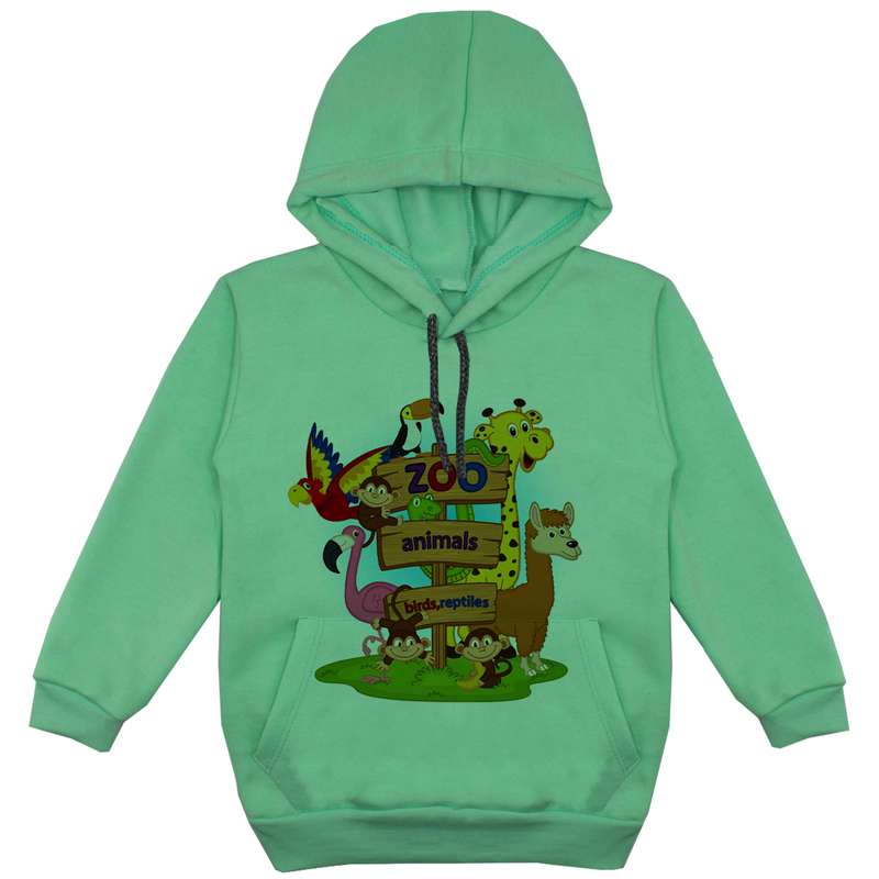 هودی پسرانه مدل باغ وحش F28 رنگ سبز