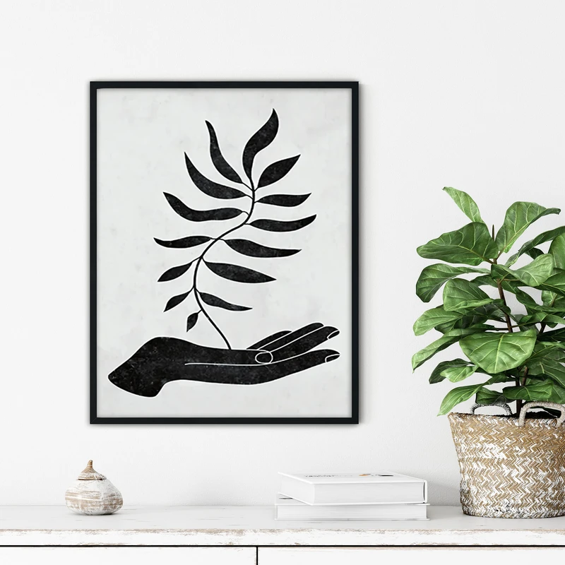 تابلو آتریسا طرح برگ مدرن مدل ATFF366 فریم مشکی