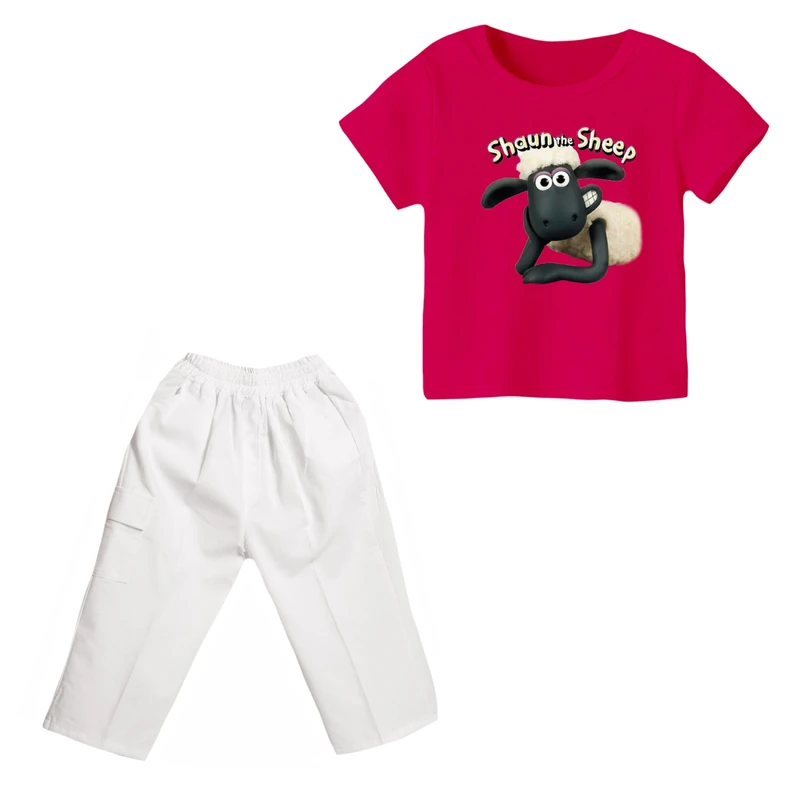 ست تی شرت و شلوارک دخترانه مدل گوسفند ناقلا