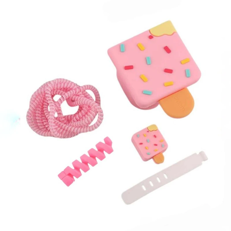 محافظ شارژر دیواری طرح بستنی مدل ICE9 مناسب برای شارژر اپل 20 وات سه پین بسته 5 عددی 